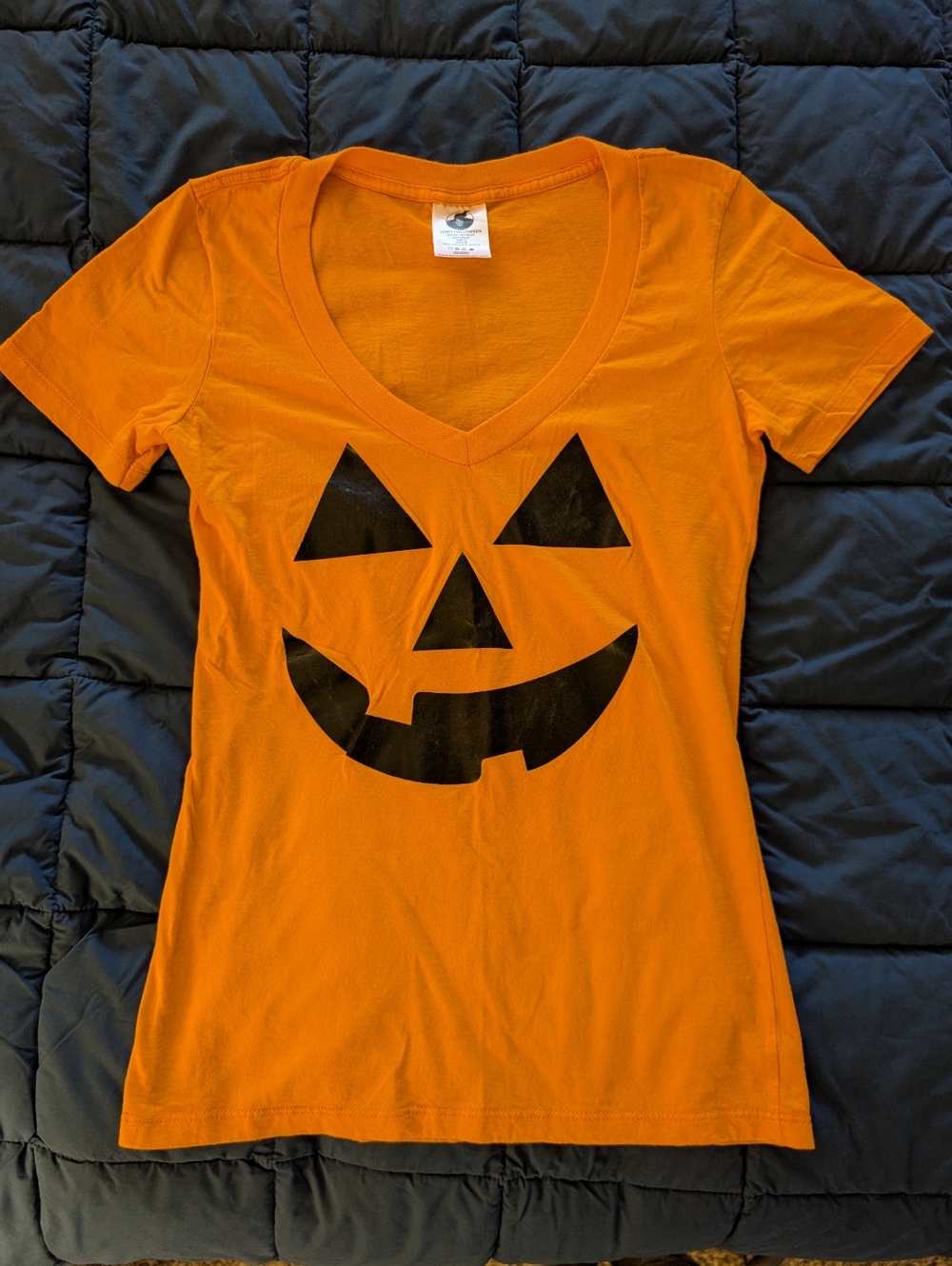 Spirit Halloween Orange Graphic Tee with Pumpkin Jack-o-Lantern Costume T-Shirt